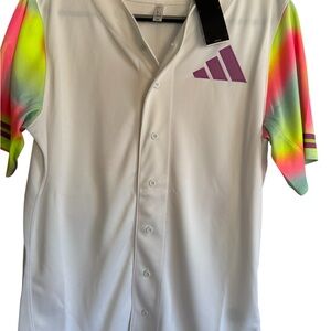 Adidas Men's White baseball jersey #22 with Multicolor Sleeves